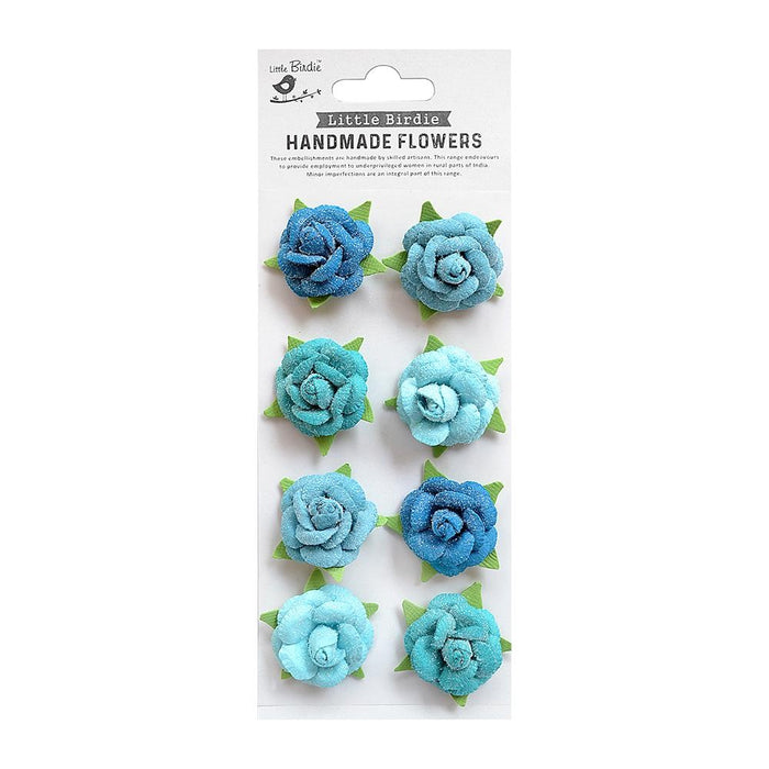 Angel Rose Paper Flowers 8/Pkg Aqua Medley
