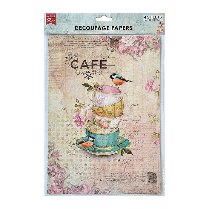 Decoupage Paper A4 4/Pkg-Birdie Caf