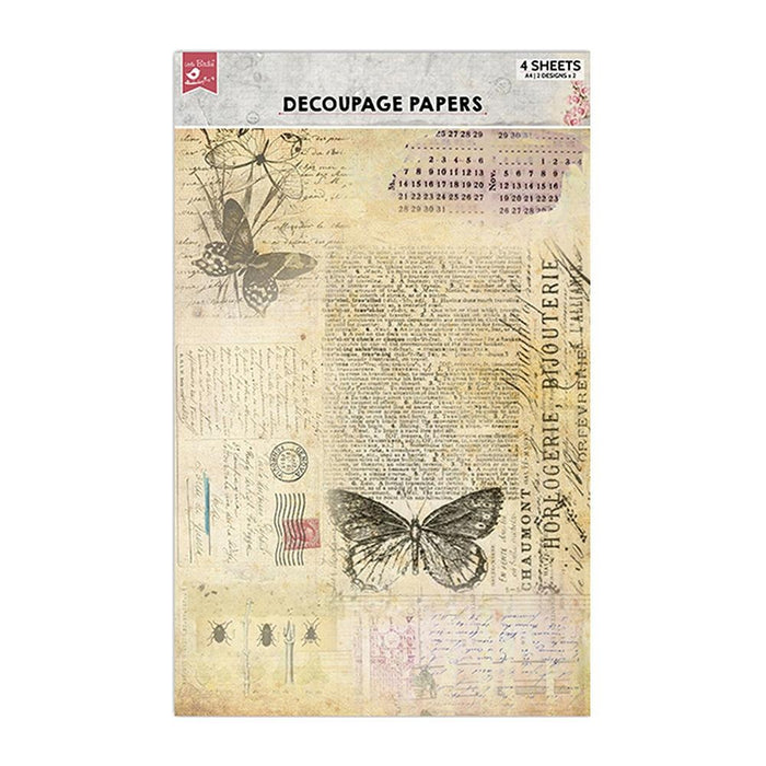 Decoupage Paper A4 4/Pkg Butterfly Chronicle