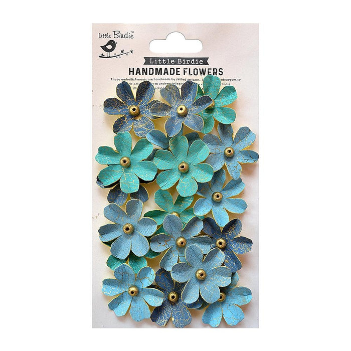 Zoey Washed Paper Flowers with Gold Crackle Finish from Little Birdie