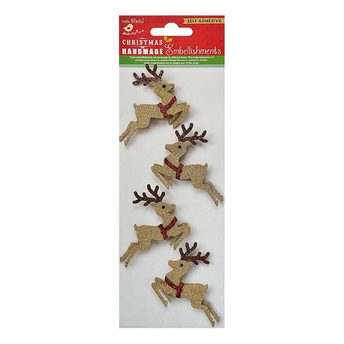 Christmas Embellishment 4/Pkg-Glitter Reindeer