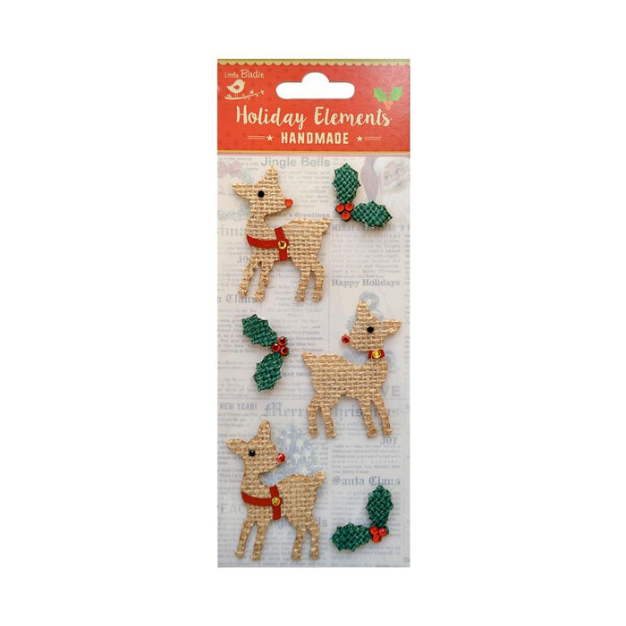 Burlap Reindeer Christmas Embellishments from Little Birdie
