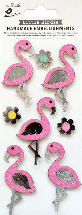 3D Sticker Embellishment 8/Pkg Fancy Flamingo