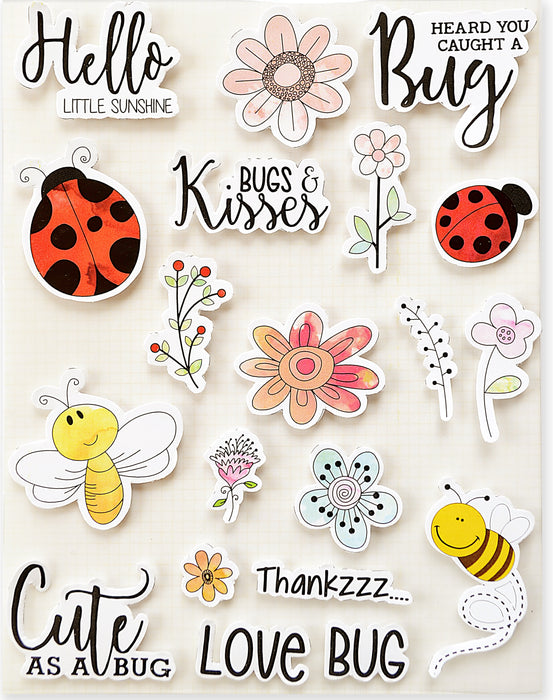 Watercolor Embellishment 20/Pkg Flowers and Bugs