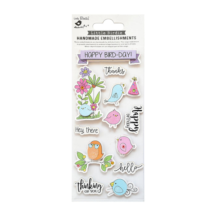 Sticker Embellishment 3/Pkg Happy Bird-Day