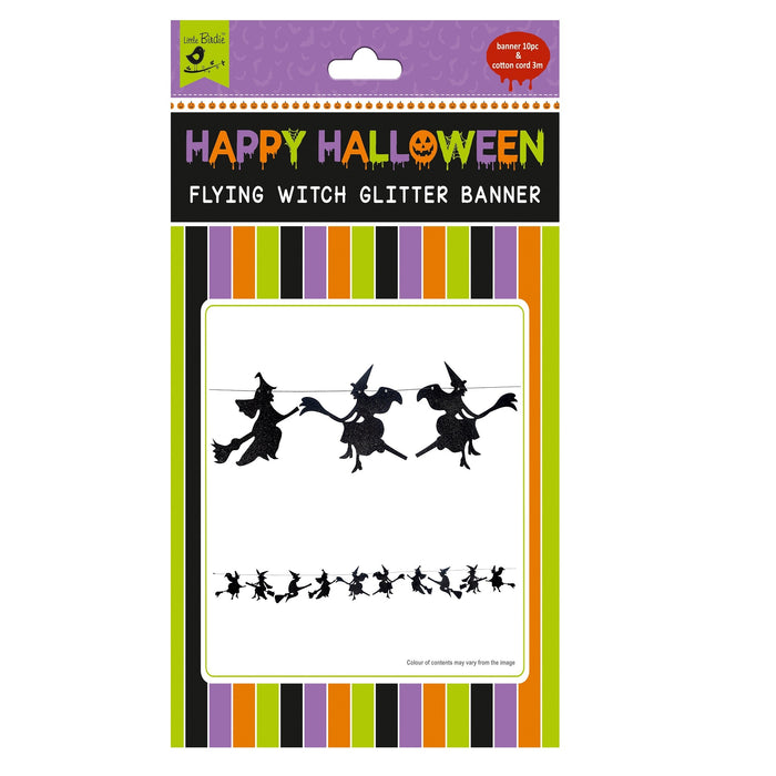 Halloween Banner 10/Pkg & Cotton Cord 3m-Flying Witch