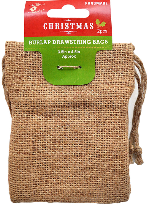 Burlap Drawstring Bag 3.5''X4.5'' 2/Pkg Natural