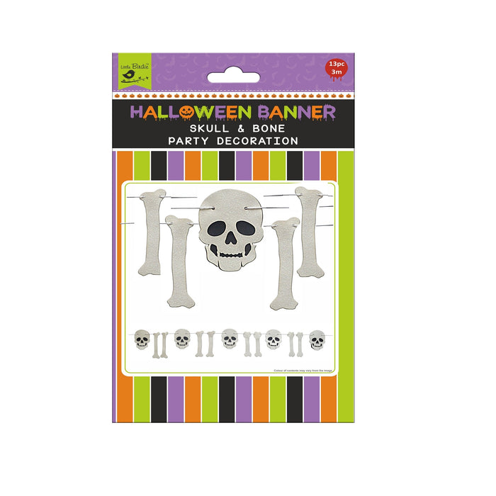 Halloween Banner 13/Pkg & Cotton Cord 3m Skull And Bones