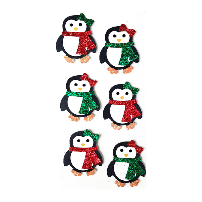 Christmas Glitter Embellishment 6/Pkg Sparkle Penguin