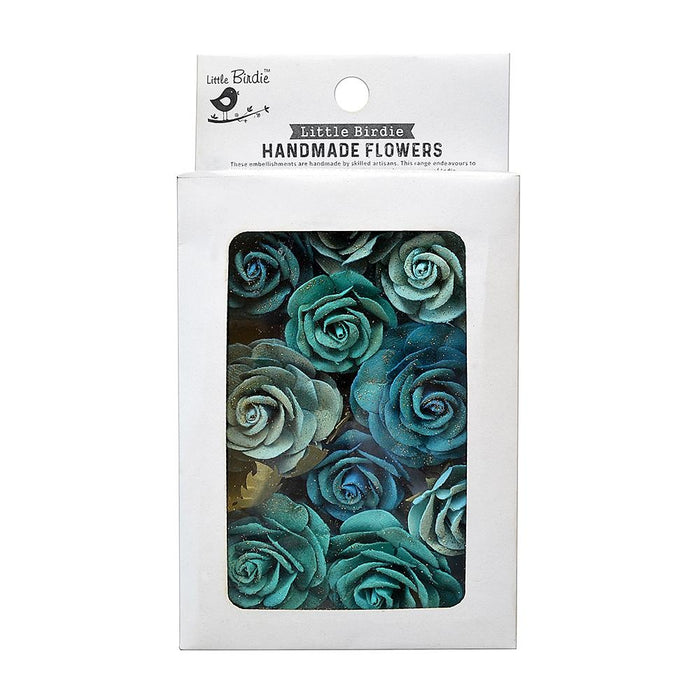 Whitney Paper Flowers 14/Pkg Aqua Medley