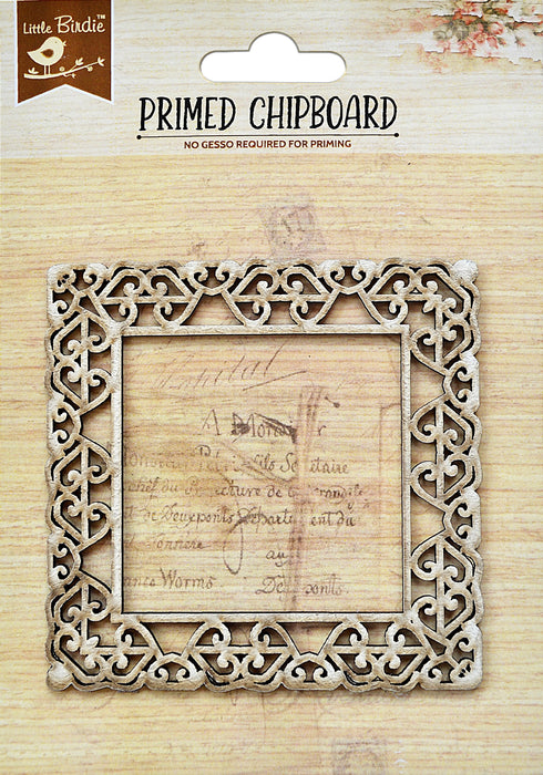 Laser Cut Primed Chipboard 1/Pkg Heart Vine Square