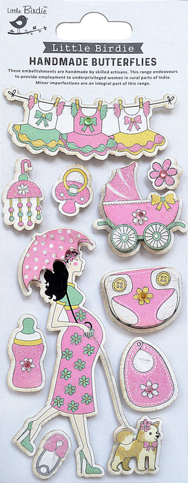 Baby Embellishments 11/Pkg It's A Girl Pink