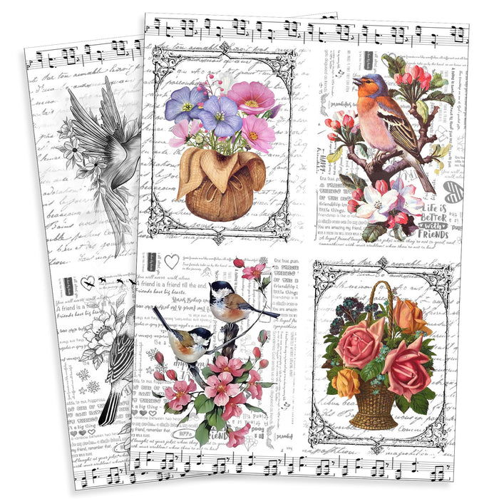 Decoupage Paper A4 2/Pkg Chirps And Blossoms