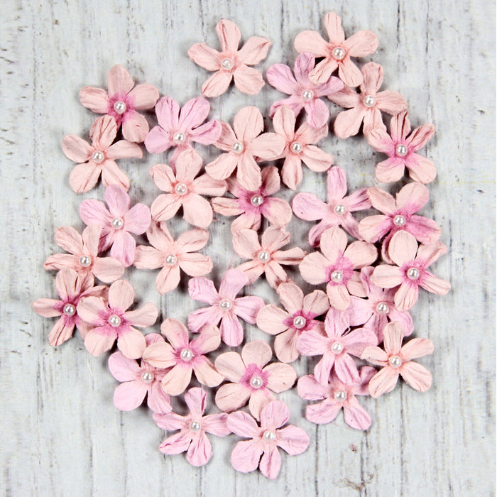 Pearl Petites Paper Flowers 32/Pkg Pink