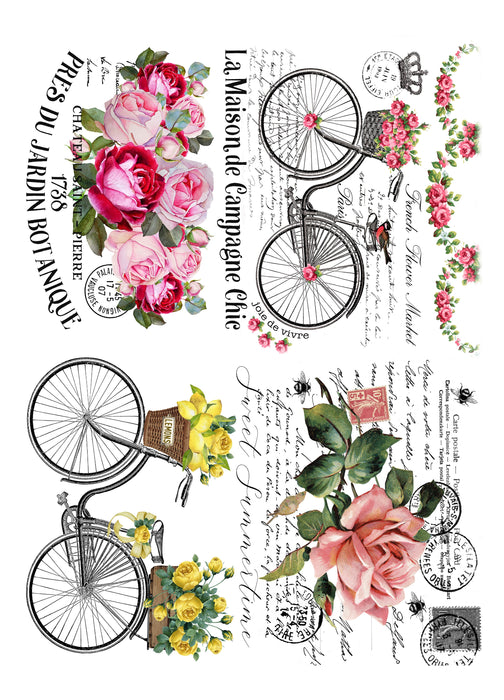 Deco Transfer Sheet A4 1 Sheet Blooms And Bikes