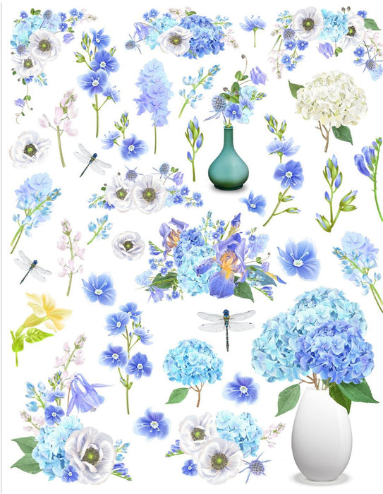 Deco Transfer Sheet A4 1 Sheet  Blue Blossoms