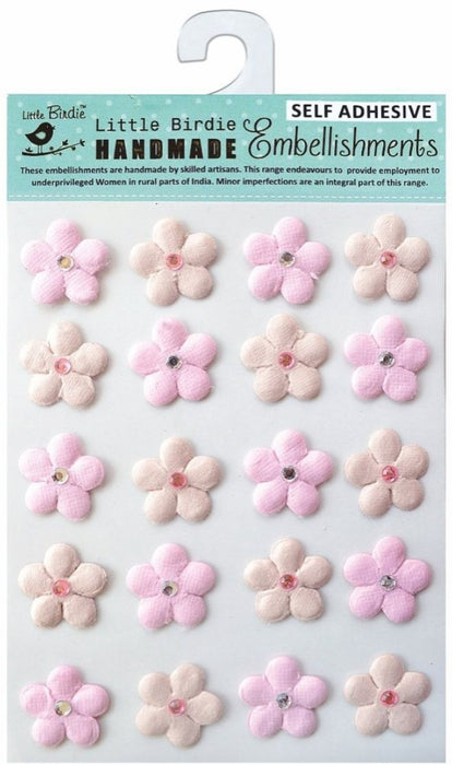 Little Birdie Embossed Jeweled Daisies 20/Pkg-Raspberry Ice