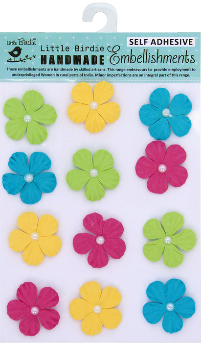 Embossed Petal Flowers with Pearl Centers
