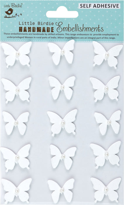 Paper and Pearl Adhesive Butterfly Embellishments