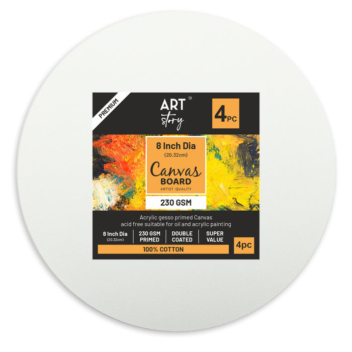Canvas Board Round 8" 4/Pkg