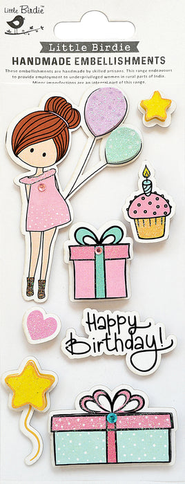 Sticker Embellishment 8/Pkg Happy Birthday