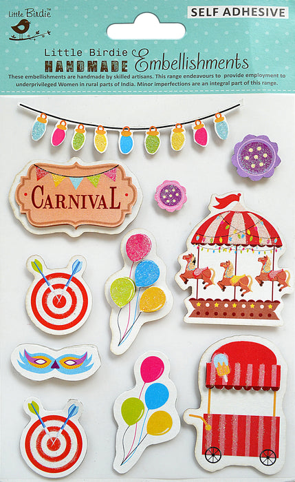 3D Embellishment 11/Pkg Colorful Carnival