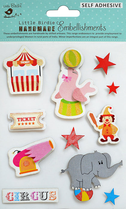 3D Embellishment 11/Pkg Colorful Carnival