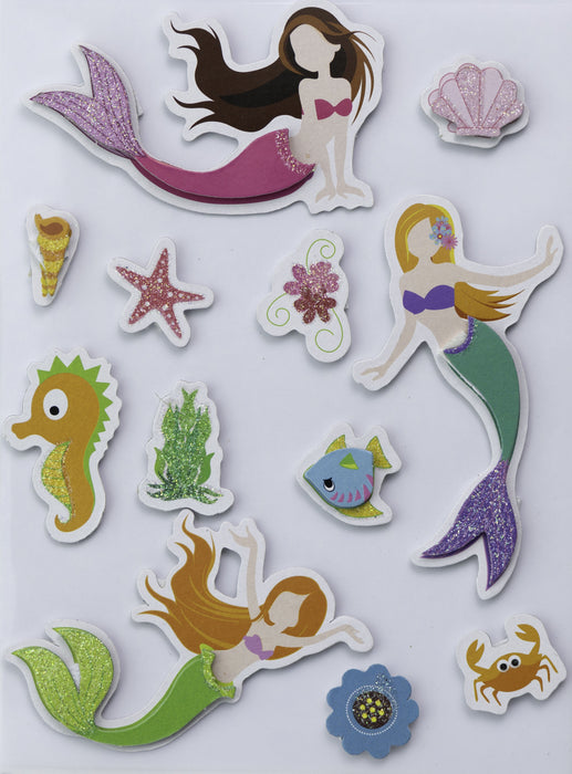 3D Embellishment 12/Pkg Mermaid Friends