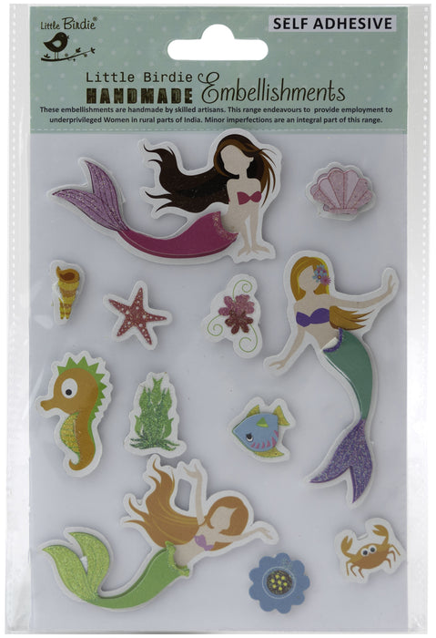 3D Embellishment 12/Pkg Mermaid Friends