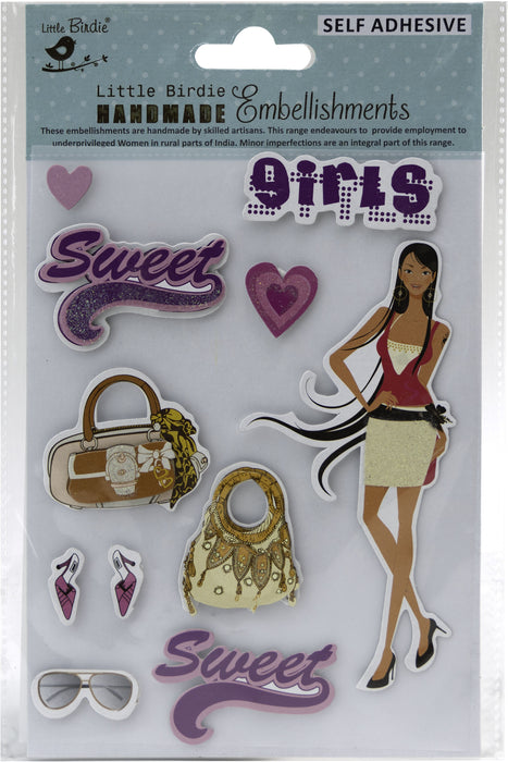 3D Embellishment 11/Pkg Sweet Girls