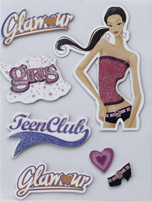 3D Embellishment 6/Pkg Teen Club