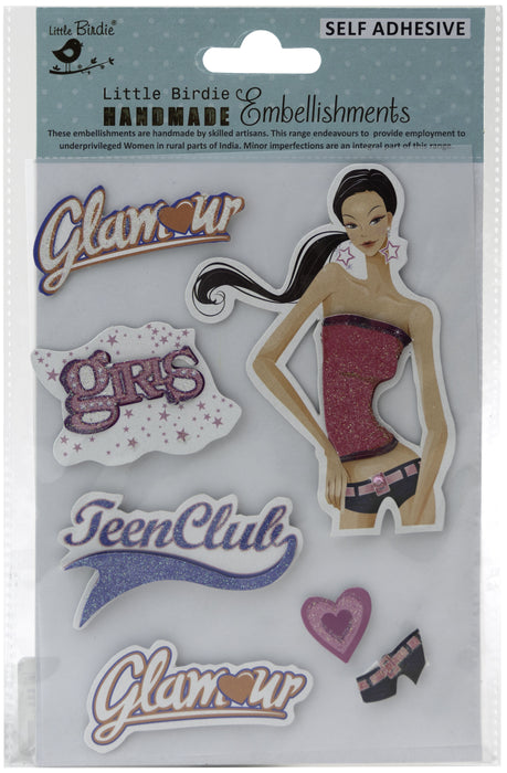 3D Embellishment 6/Pkg Teen Club