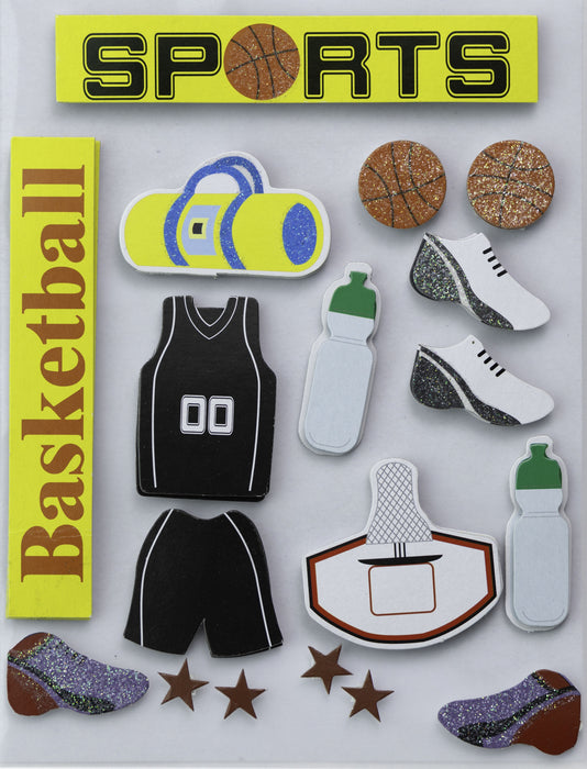 3D Embellishment 16/Pkg Basketball Champ