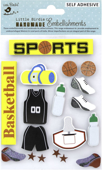 3D Embellishment 16/Pkg Basketball Champ