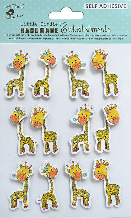 3D Embellishment 12/Pkg Doodle Giraffe