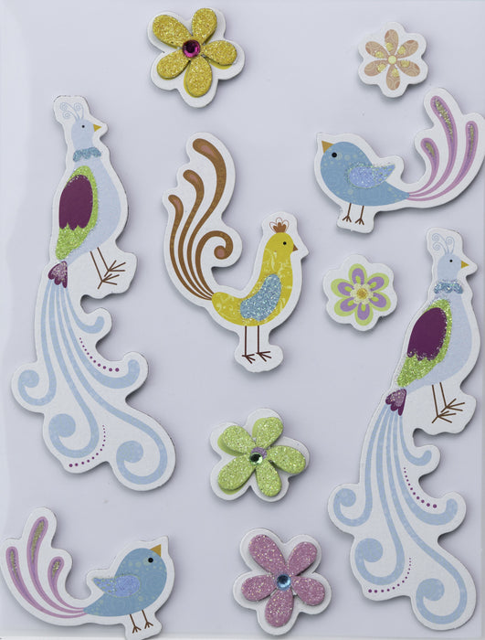 3D Embellishment 10/Pkg Birdie Paradise