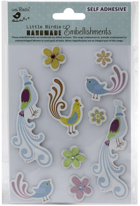 3D Embellishment 10/Pkg Birdie Paradise