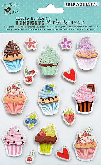 3D Embellishment 17/Pkg Cupcakes And Berries