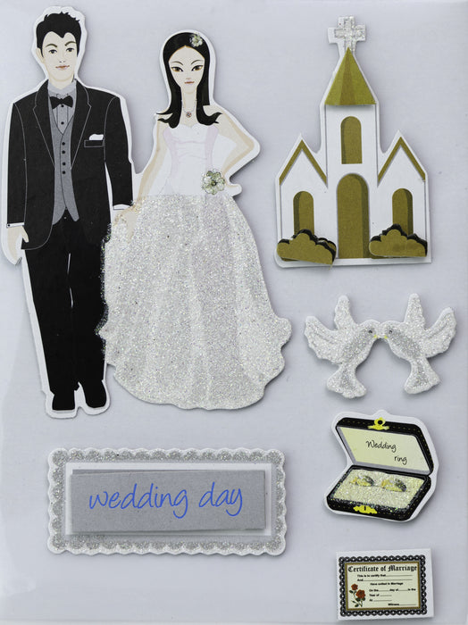 3D Embellishment 6/Pkg Wedding Day