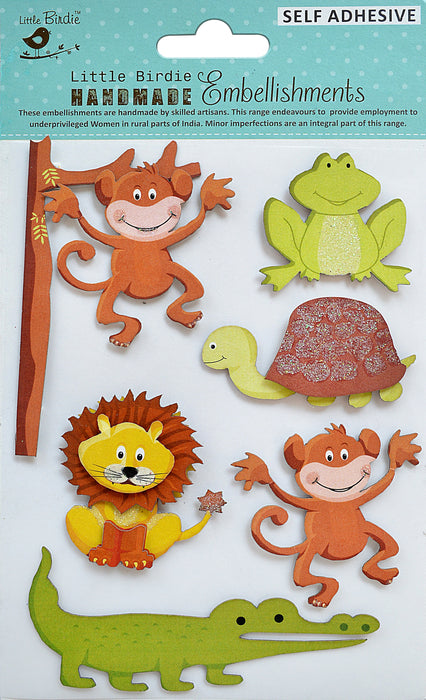 3D Embellishment 7/Pkg Animal Buddies