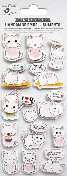 Handmade 3D Embellishments 14/Pkg Kawaii Cats Meow