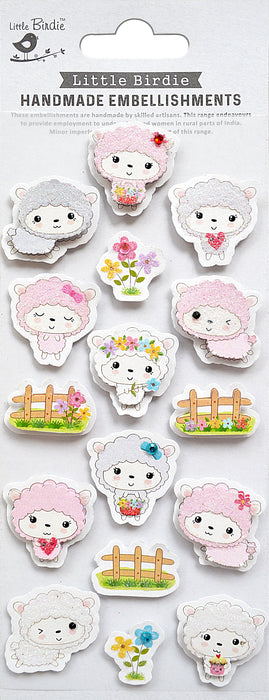Handmade 3D Embellishments 16/Pkg Lamb Flock