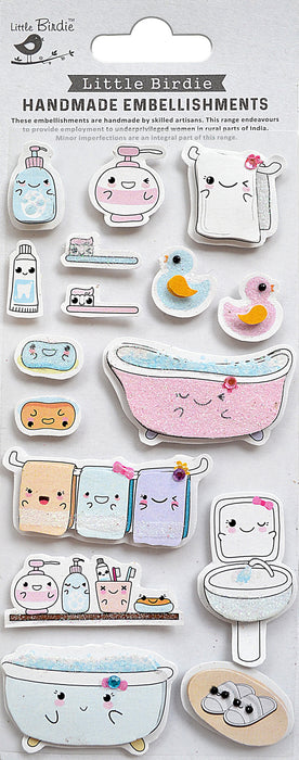 Handmade 3D Embellishments 16/Pkg Bath Time