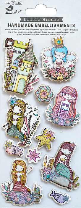 3D Glitter Embellishment 11/Pkg Mermaid World