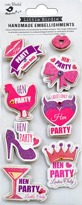 3D Embellishments 8/Pkg Hen Party