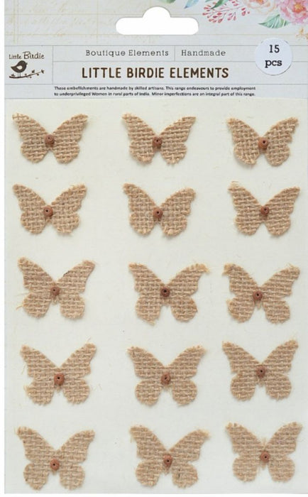 Enchanted Burlap Flower and Butterfly Sticker Embellishments
