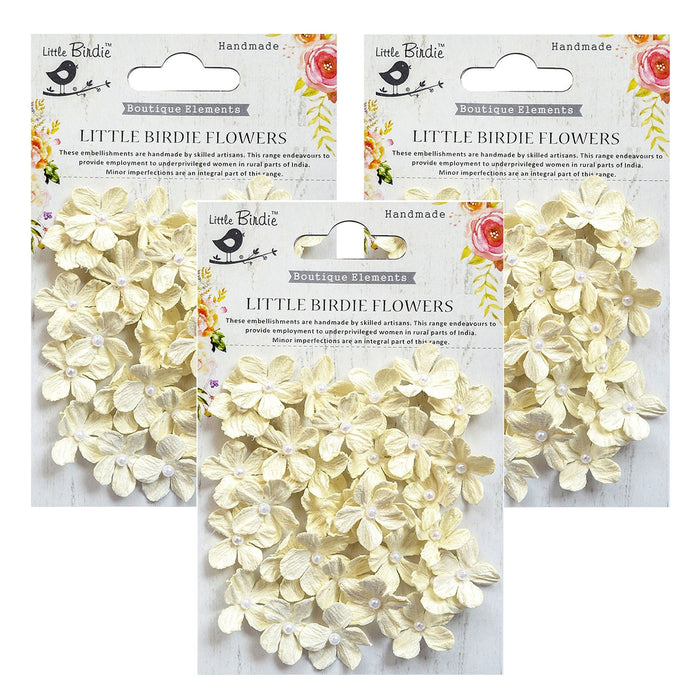 Pack of 3 - Pearl Petites Paper Flowers 32/Pkg-Moon Light
