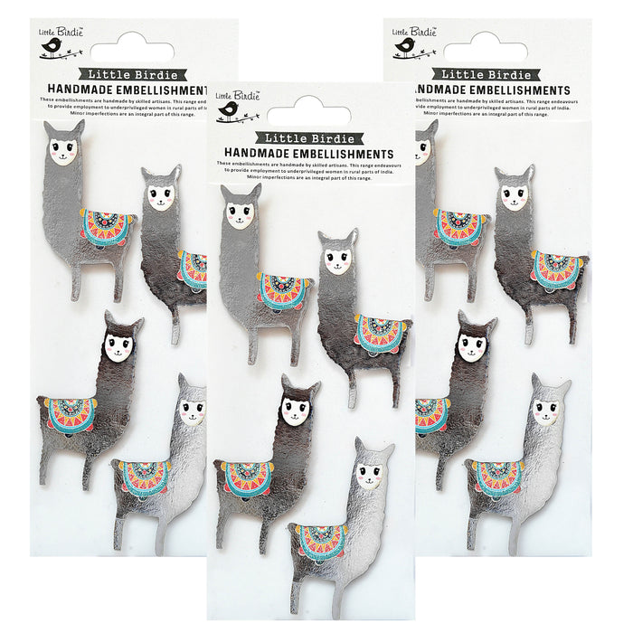 Pack of 3 - Sticker Embellishment 4/Pkg-Lovable Llamas