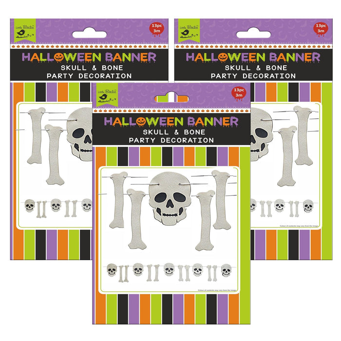 Pack of 3 - Halloween Banner 13/Pkg & Cotton Cord 3m-Skull And Bones