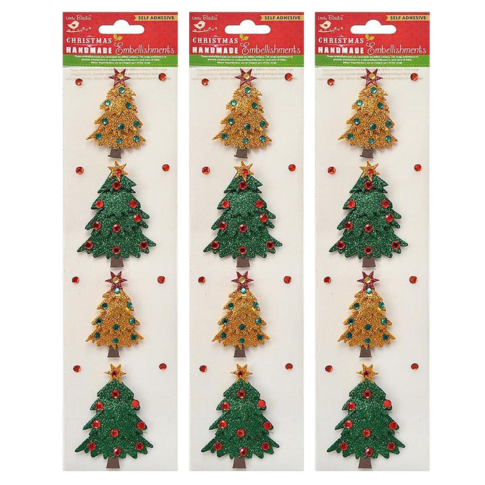 Pack of 3 - Glitter Christmas Tree 4/Pkg-Tree